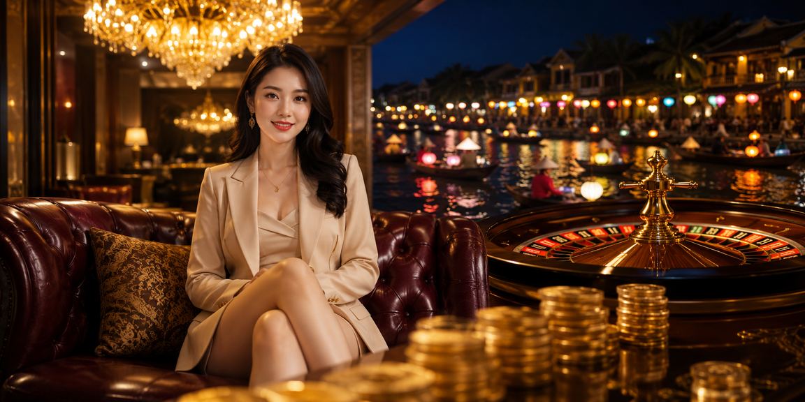 Người mẫu Việt Nam tại Hội An trải nghiệm trò chơi roulette casino trực tuyến